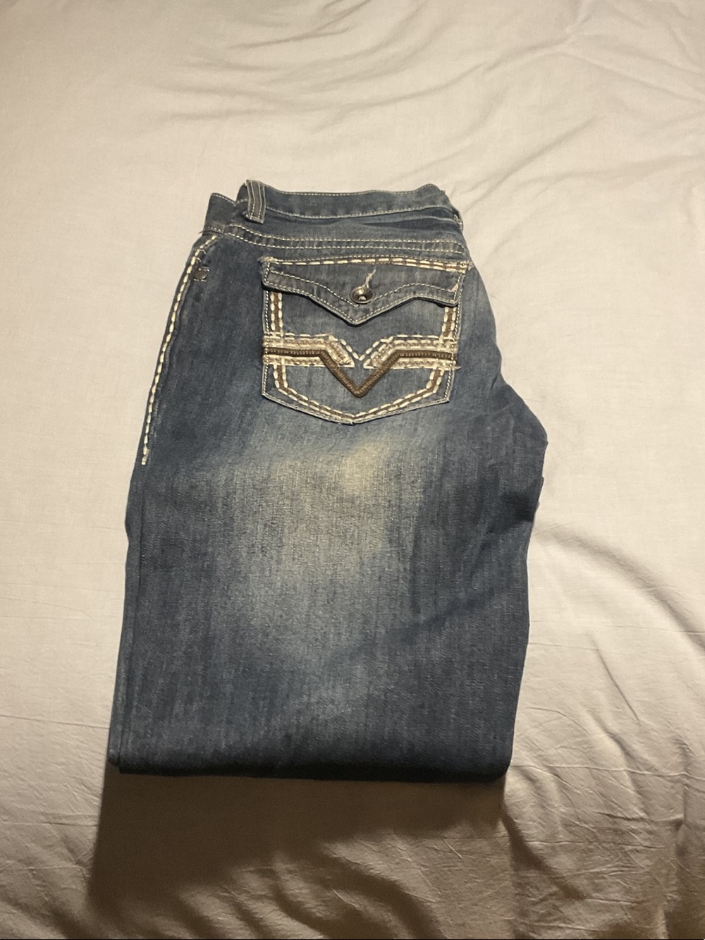 Helix Men’s Dark Blue Straight Jeans with Contrast Stitching